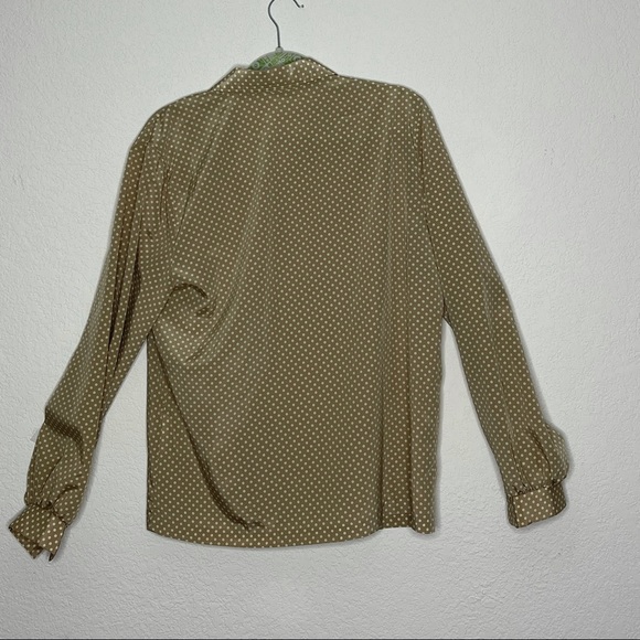 Ms.Russ tan white polka dot button down - Picture 3 of 3